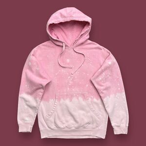 Garment Dyed Hoodie Sweatshirt Pullover y2k Distressed Faded Pink Womens Small